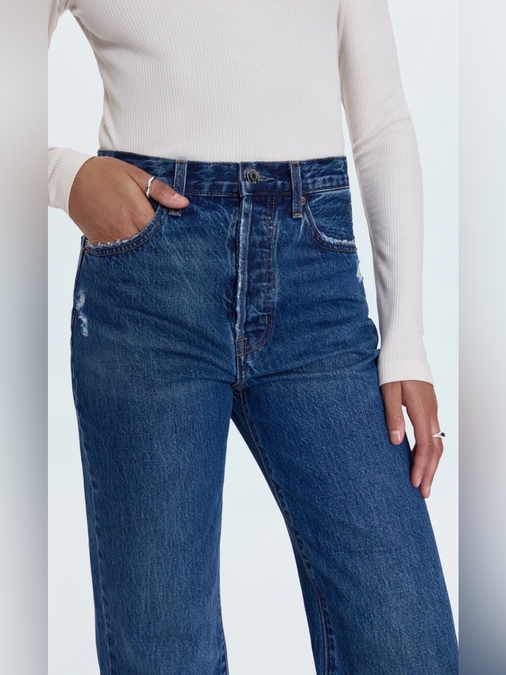 Pistola Cassie Super High Rise Straight Leg Jeans Size 33 Medium Wash Casual - Picture 2 of 12